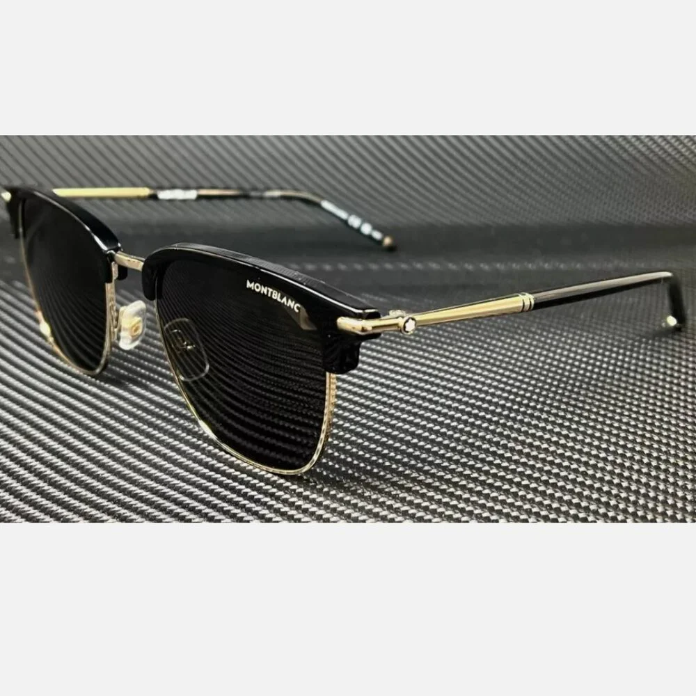 MONT BLANC Black Grey Men's 55 mm Sunglasses